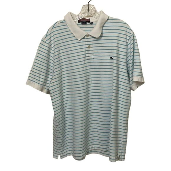 Vineyard Vines Blue Stripe Polo Shirt Mens Size Extra Large Cotton Preppy - Picture 11 of 11